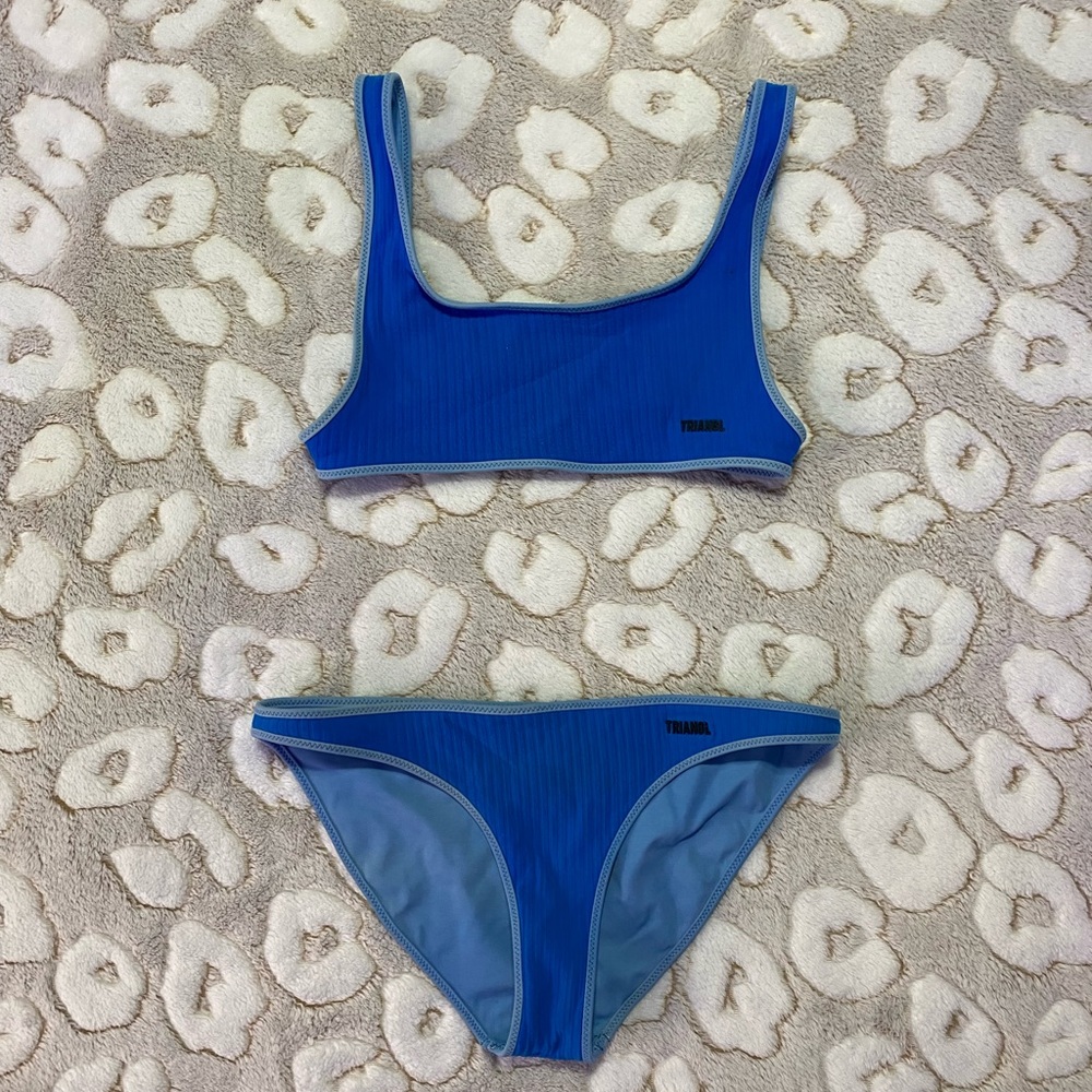 Triangl Ultralight Electric Blue Ribbed Bikini Top & Bottom